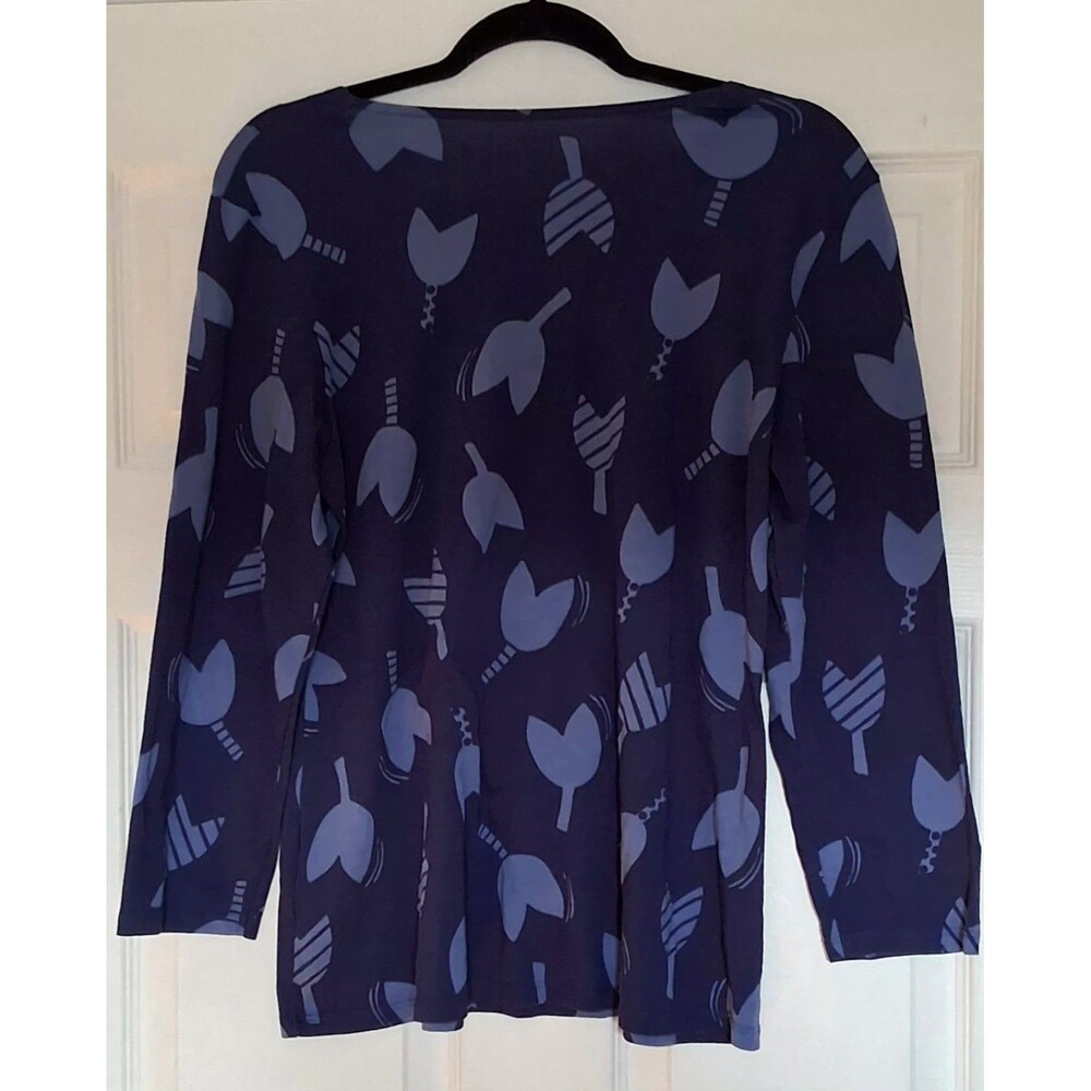 Gudrun Sjödén Women’s M Purple Blue Tulip Floral Button-Front Long Sleeve Tunic - Picture 3 of 6
